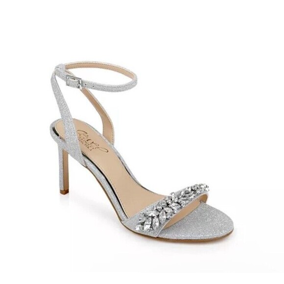 Jewel Badgley Mischka Womens Dallyce Heels Slingback Heels Silver Glitter 6.5 - Picture 1 of 6